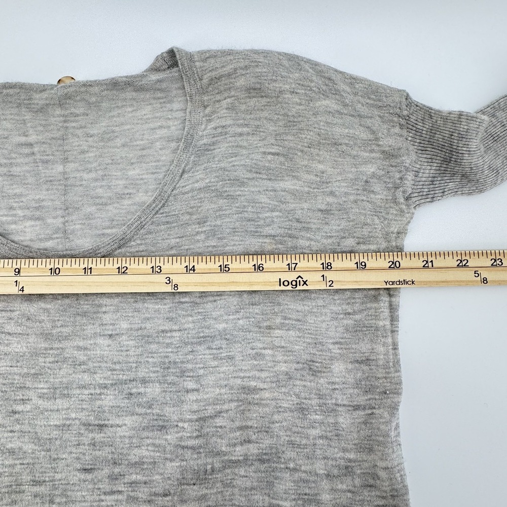 Margaret O'Leary Sweater Womens Medium Gray‎ Cashmere Scoop Neck Ribbed Sleeve - Picture 6 of 9